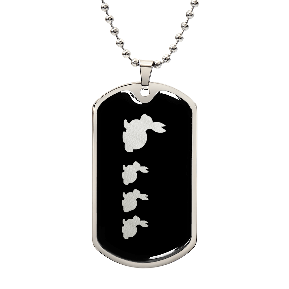 Mama Rabbit With 3 Kittens v2 - Luxury Dog Tag Necklace