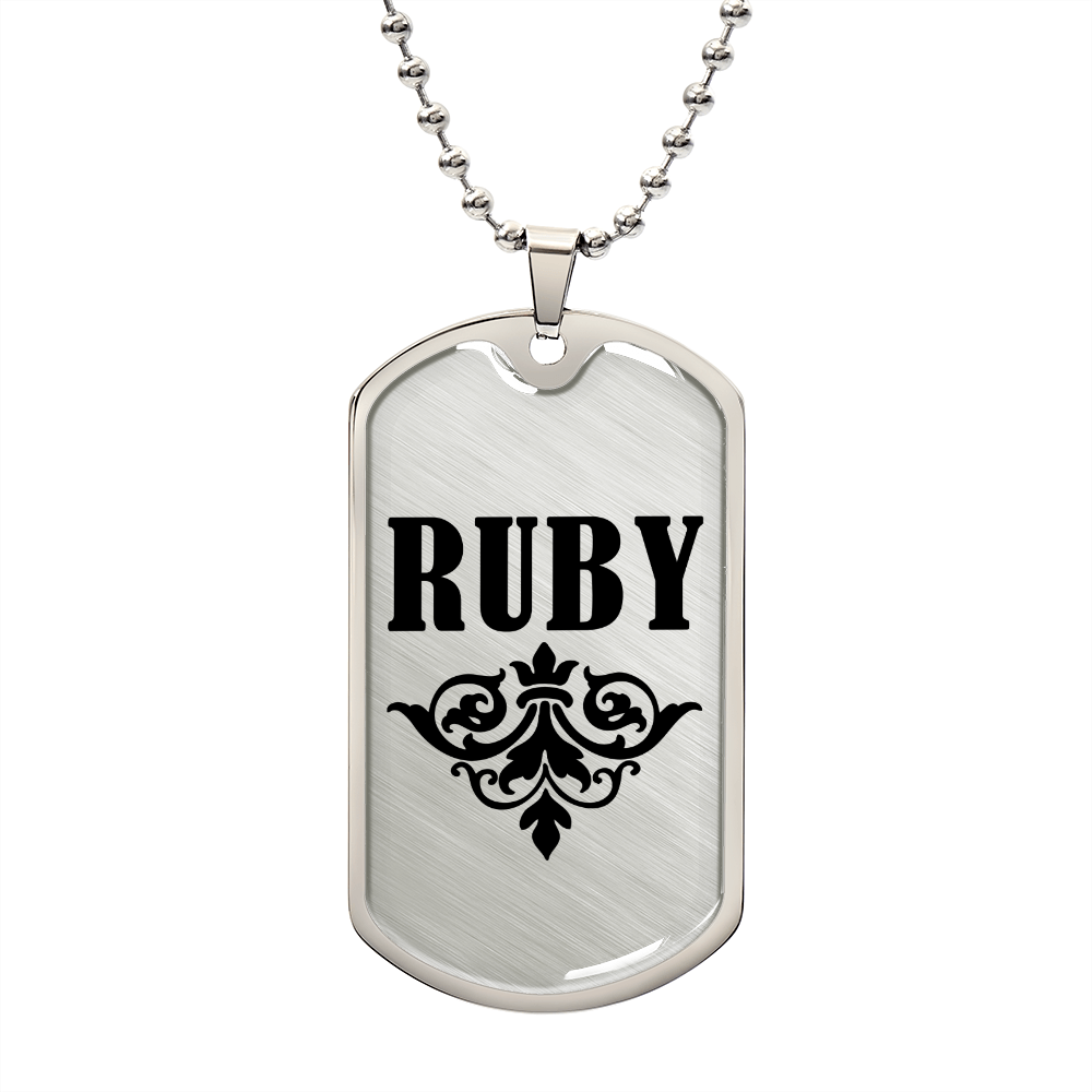 Ruby v01a - Luxury Dog Tag Necklace