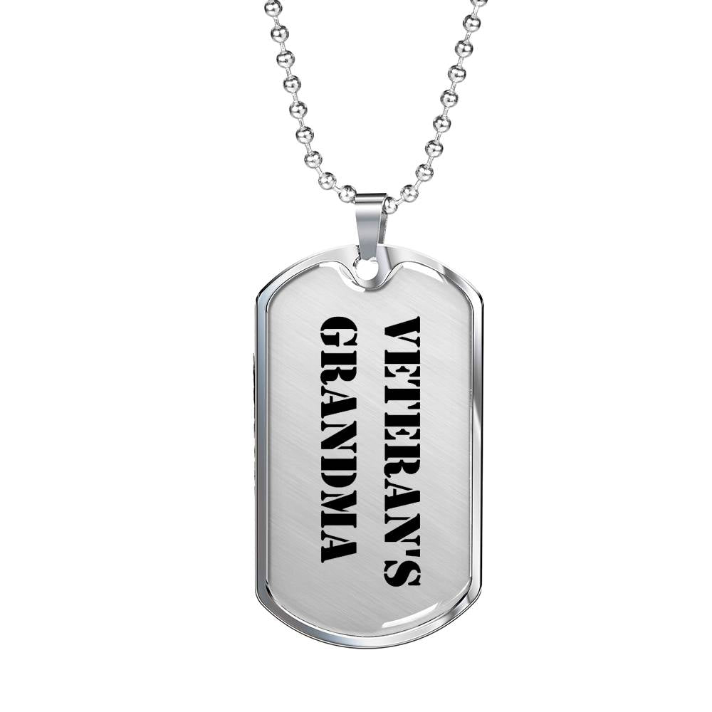 Veteran's Grandma - Luxury Dog Tag Necklace