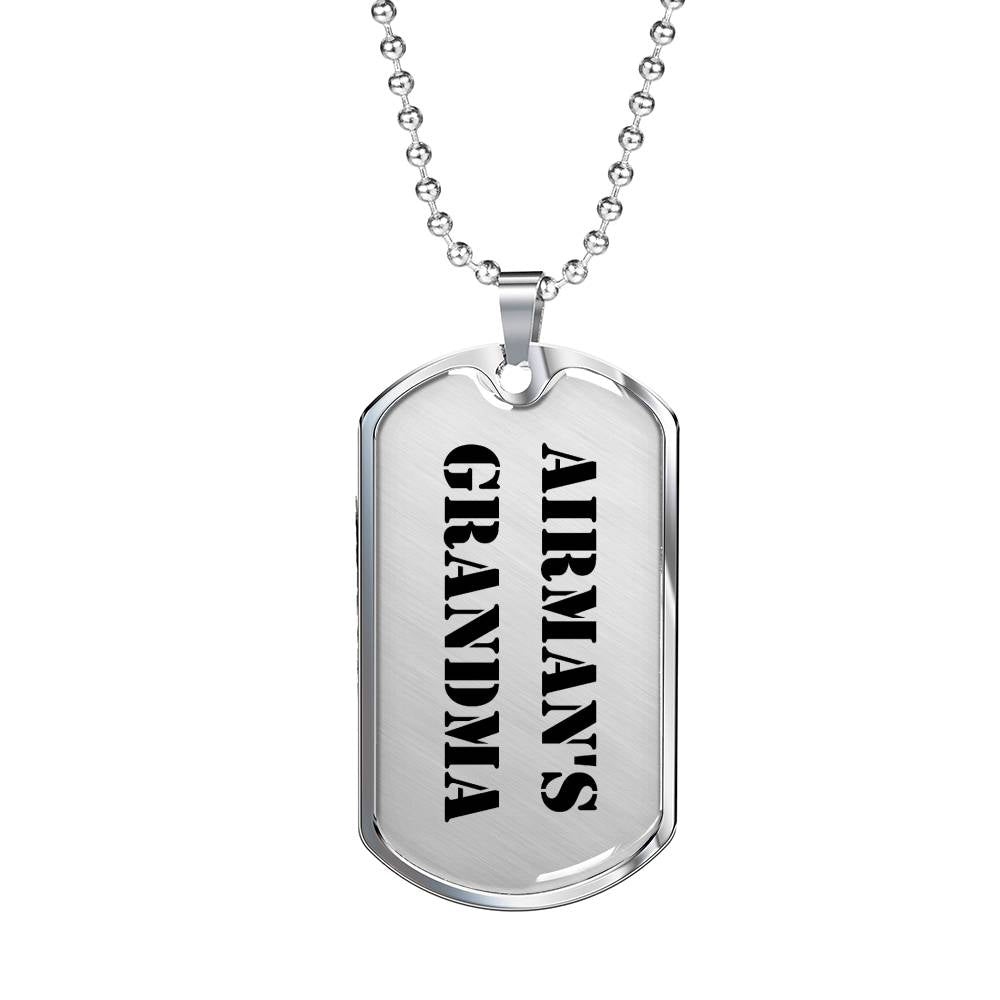 Airman's Grandma - Luxury Dog Tag Necklace