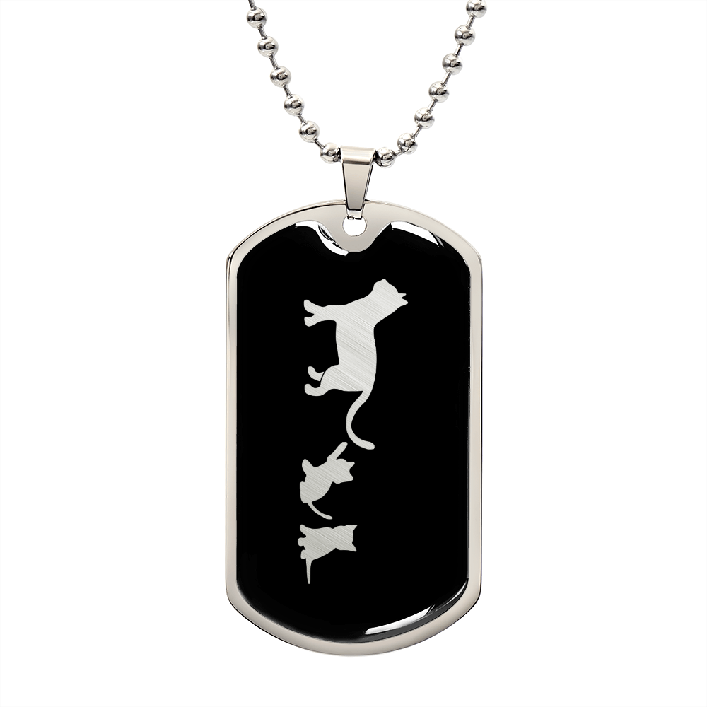 Mama Cat With 2 Kittens v2 - Luxury Dog Tag Necklace