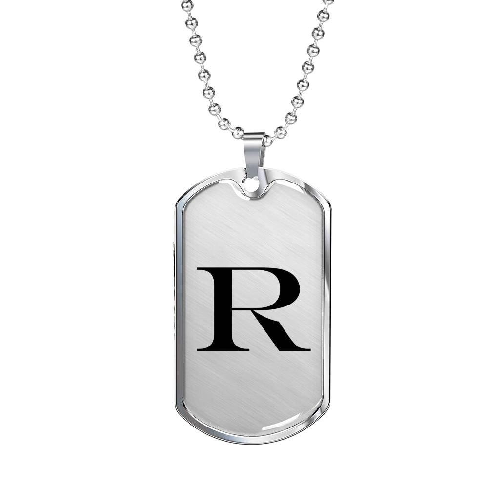 Initial R v1a - Luxury Dog Tag Necklace