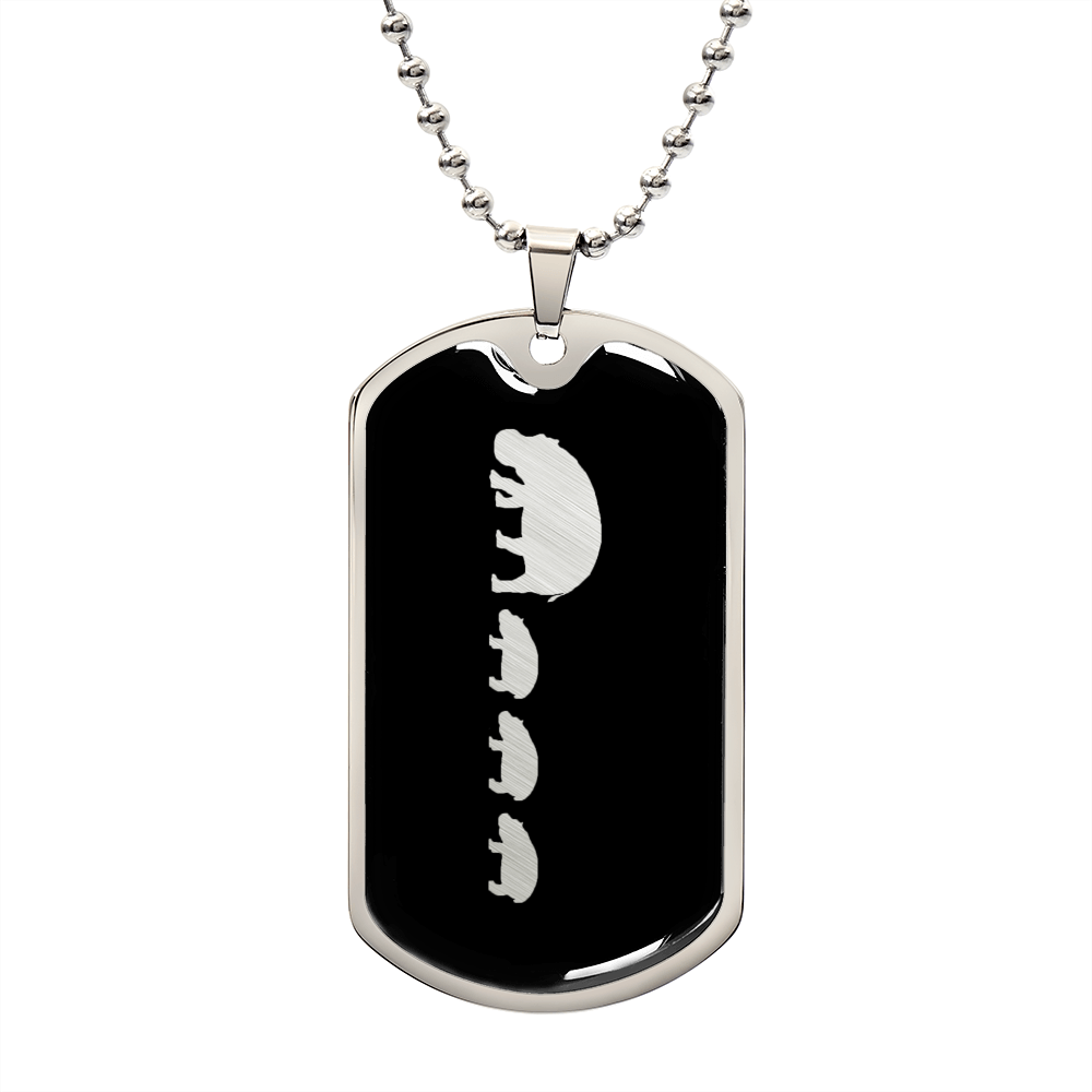 Mama Hippo With 3 Calves v2 - Luxury Dog Tag Necklace