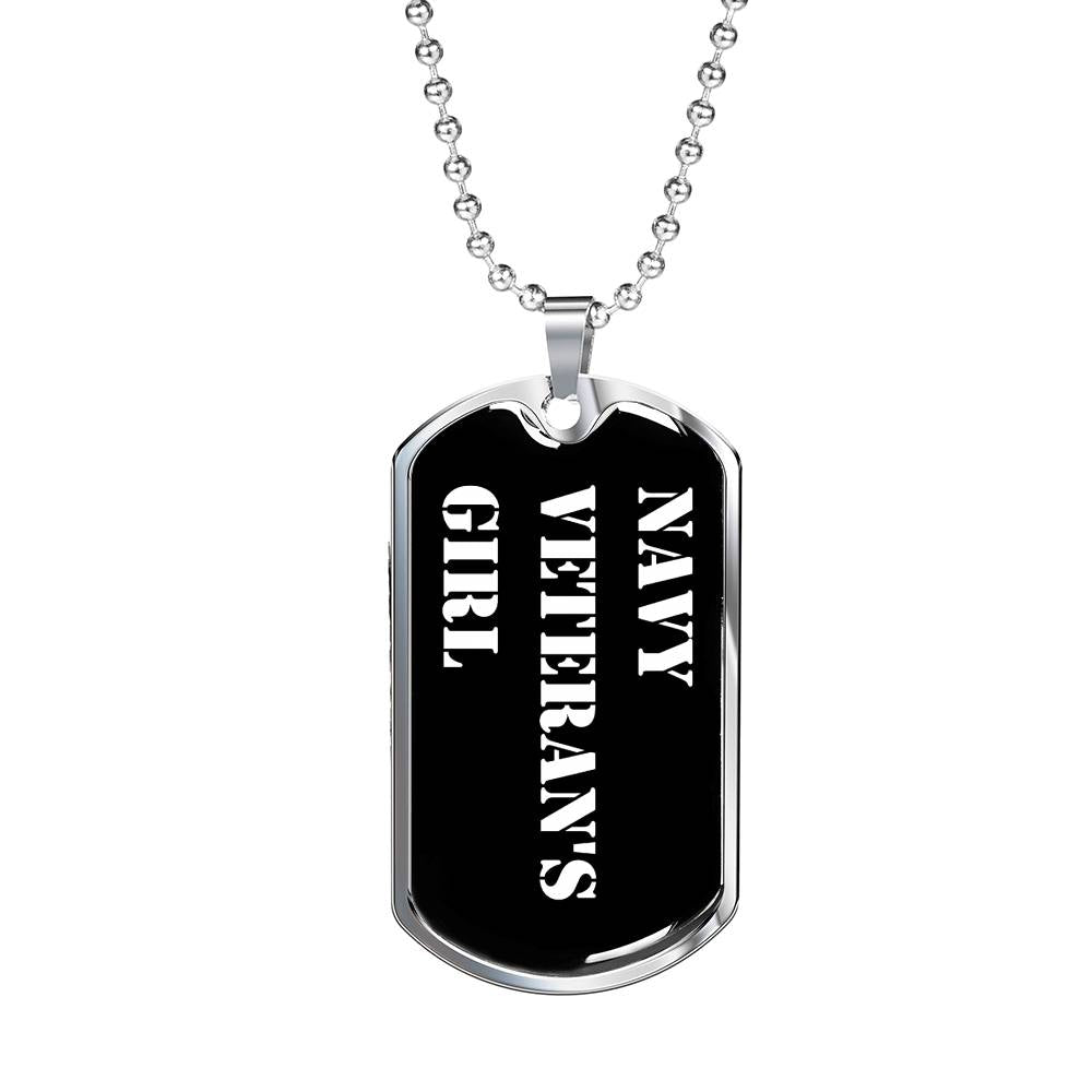 Navy Veteran's Girl v3 - Luxury Dog Tag Necklace