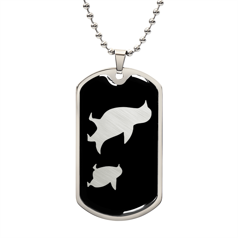 Mama Penguin With 1 Chick v2 - Luxury Dog Tag Necklace