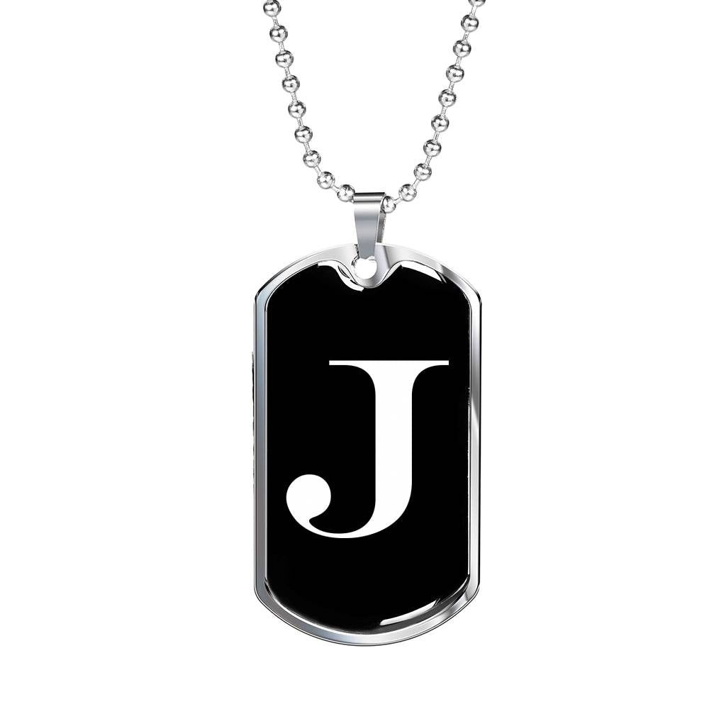 Initial J v3a - Luxury Dog Tag Necklace