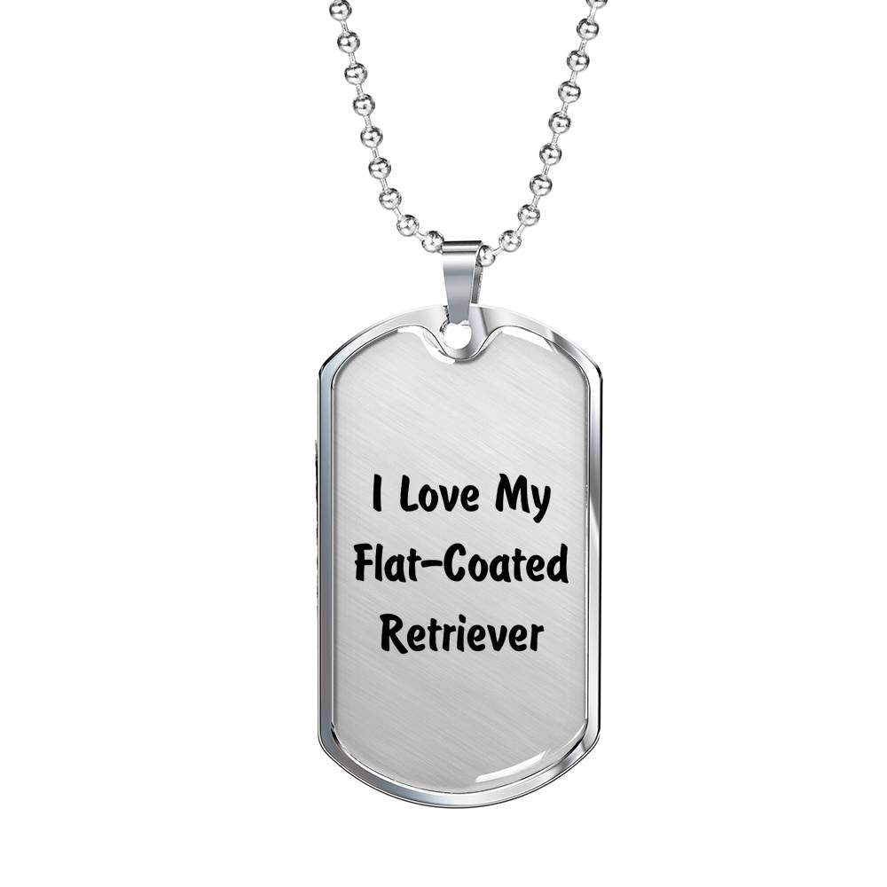 Love My Flat-Coated Retriever v4 - Luxury Dog Tag Necklace