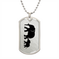 Mama Elephant With 1 Calf - Luxury Dog Tag Necklace