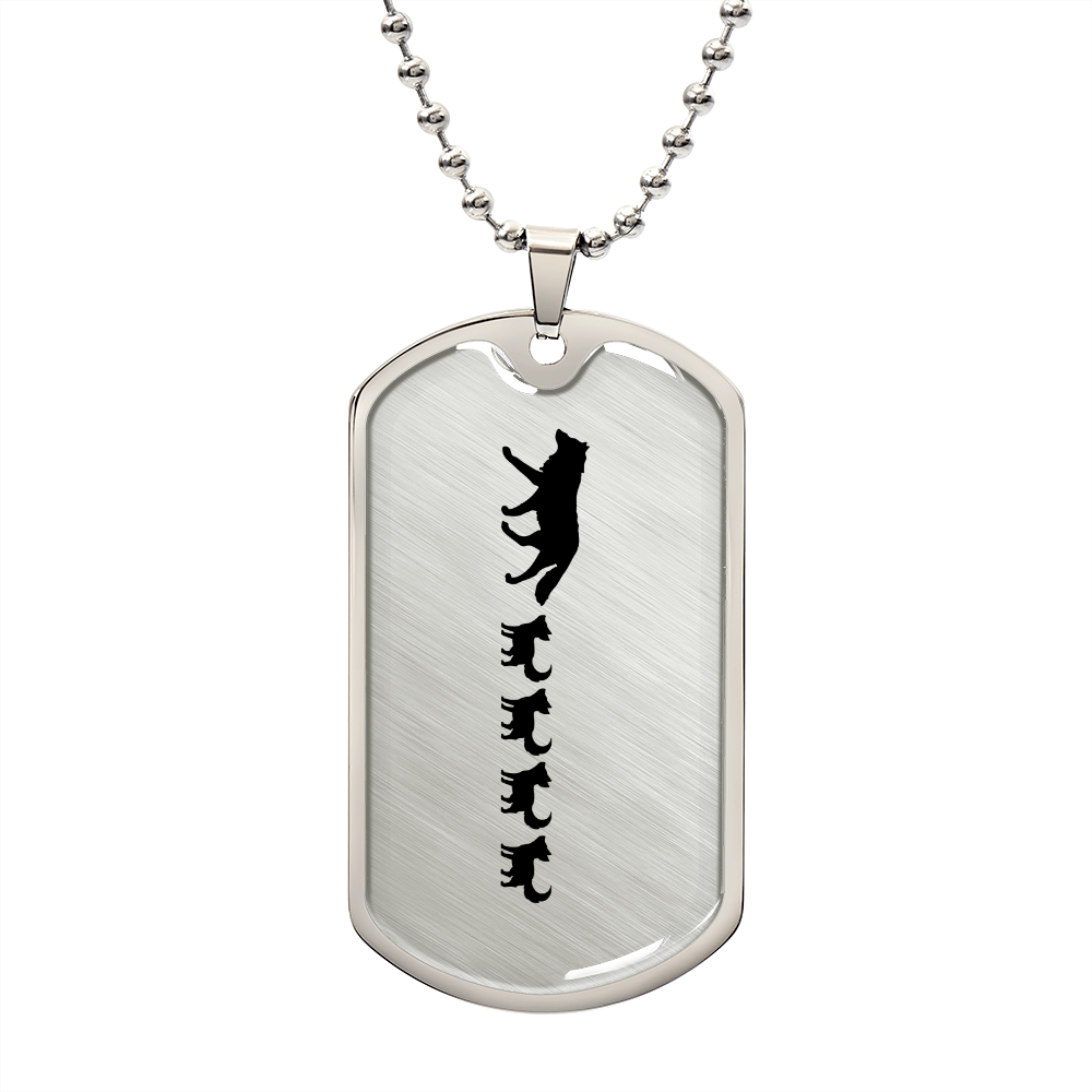 Mama Wolf With 4 Pups - Luxury Dog Tag Necklace