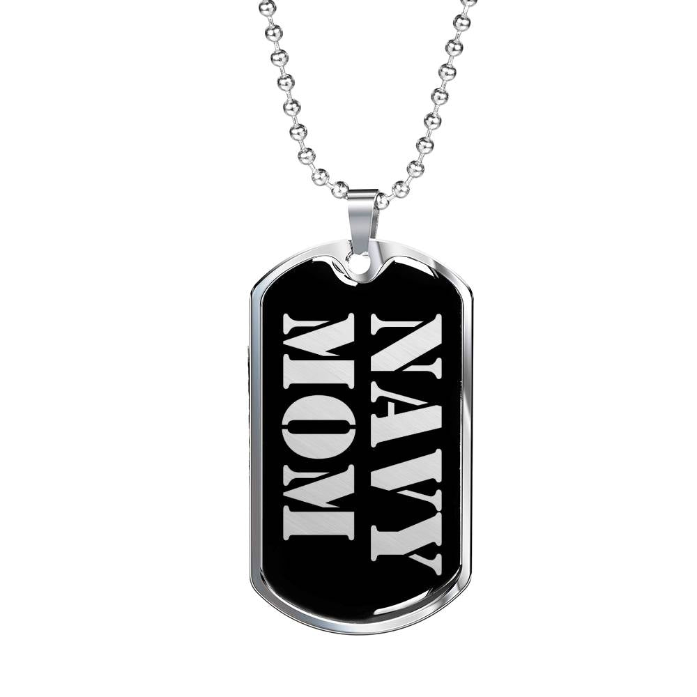 Navy Mom v2 - Luxury Dog Tag Necklace