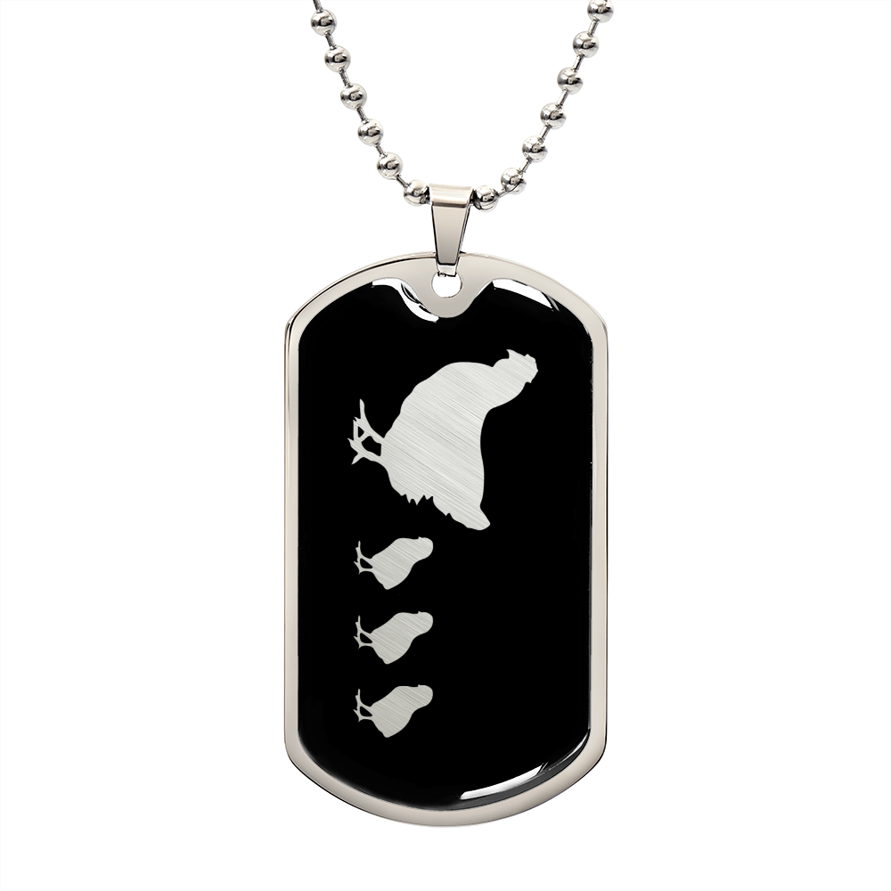Mama Chicken With 3 Chicks v2 - Luxury Dog Tag Necklace