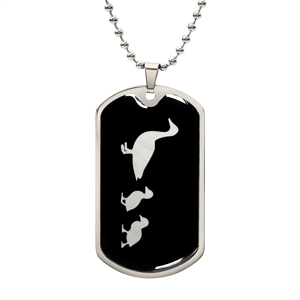 Mama Duck With 2 Ducklings v2 - Luxury Dog Tag Necklace