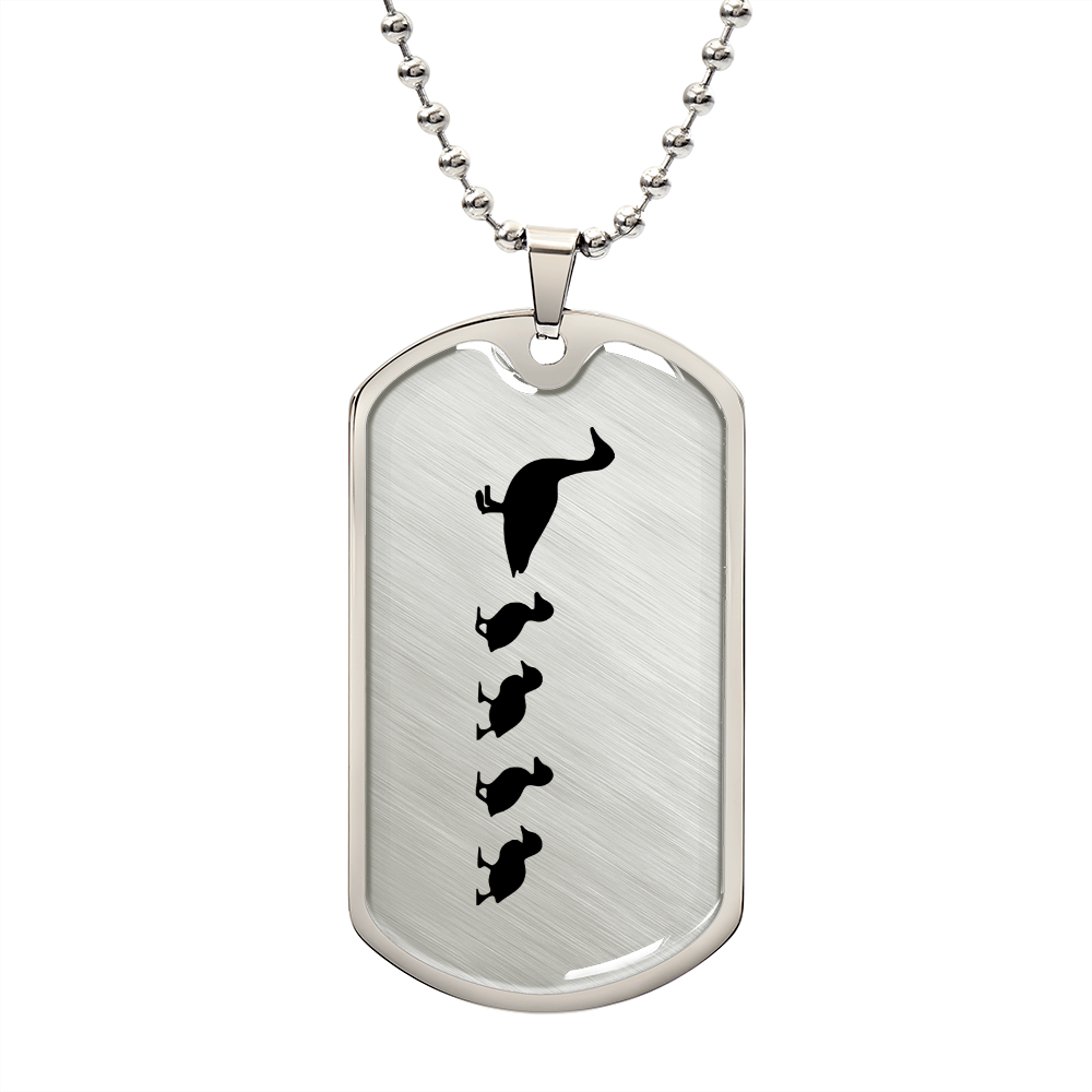 Mama Duck With 4 Ducklings - Luxury Dog Tag Necklace