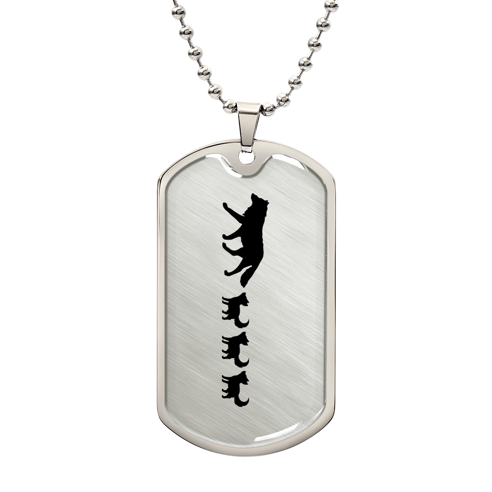 Mama Wolf With 3 Pups - Luxury Dog Tag Necklace