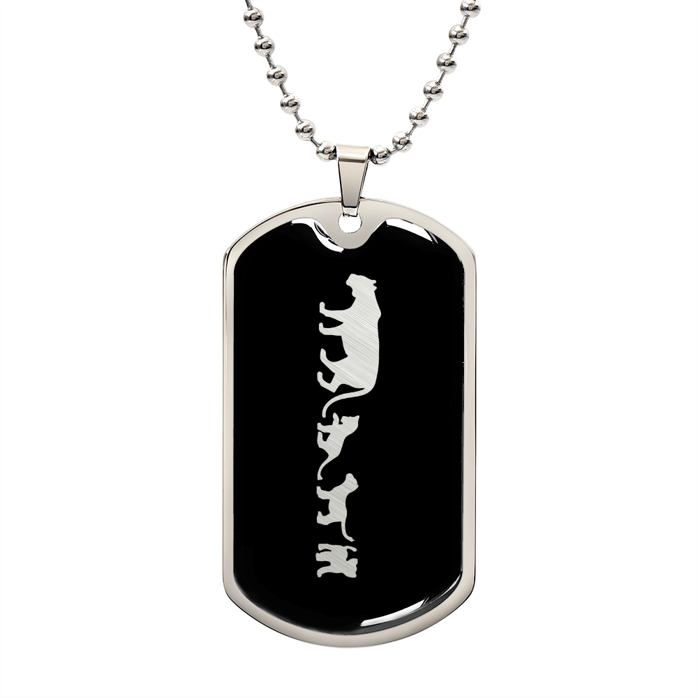 Mama Lioness With 3 Cubs v2 - Luxury Dog Tag Necklace