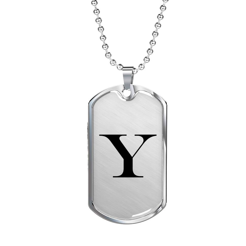 Initial Y v1a - Luxury Dog Tag Necklace