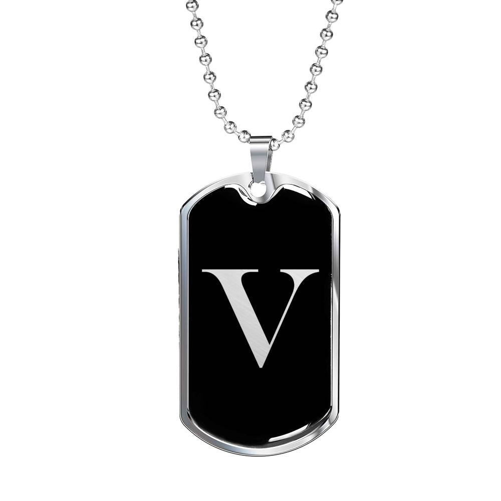 Initial V v2a - Luxury Dog Tag Necklace