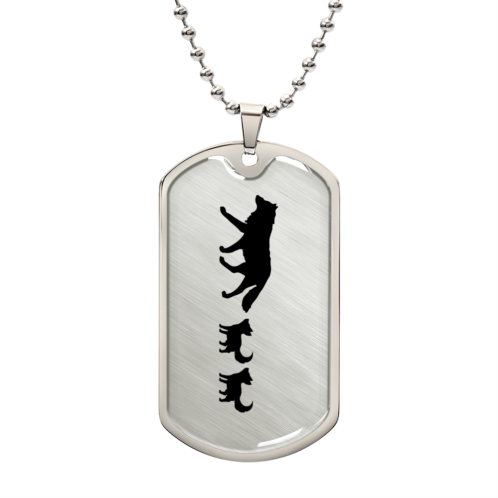 Mama Wolf With 2 Pups - Luxury Dog Tag Necklace
