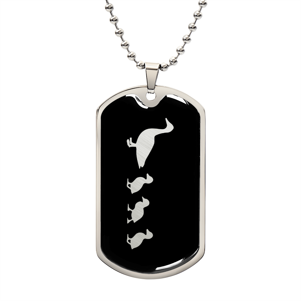 Mama Duck With 3 Ducklings v2 - Luxury Dog Tag Necklace