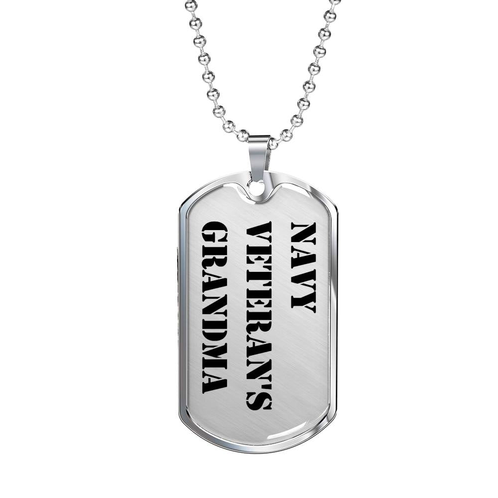 Navy Veteran's Grandma - Luxury Dog Tag Necklace