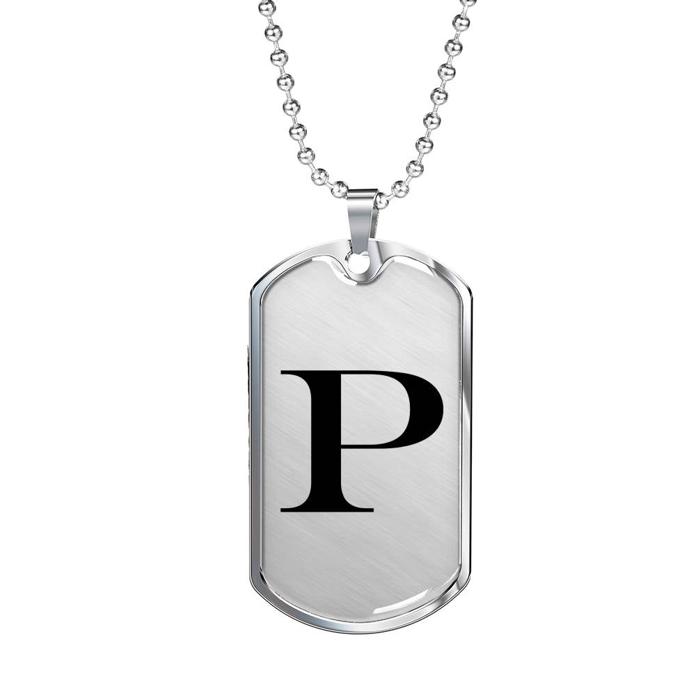 Initial P v1a - Luxury Dog Tag Necklace
