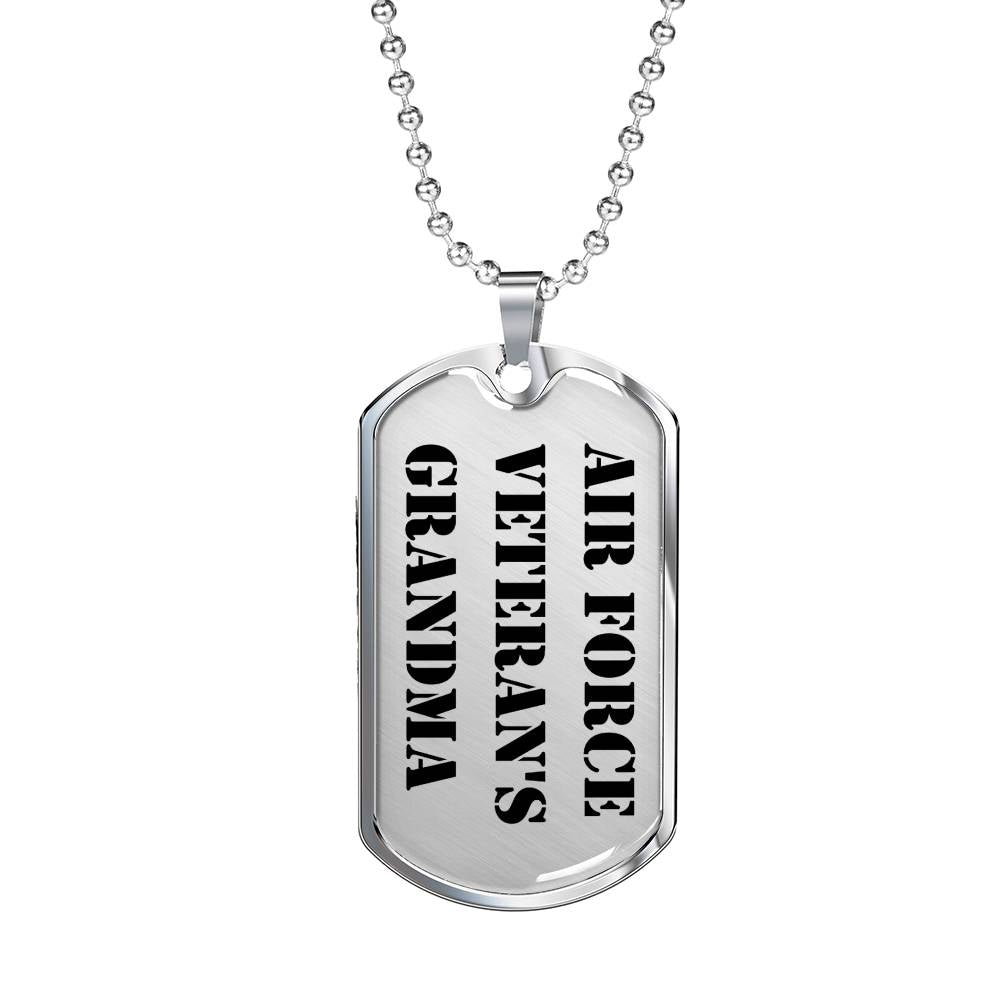 Air Force Veteran's Grandma - Luxury Dog Tag Necklace