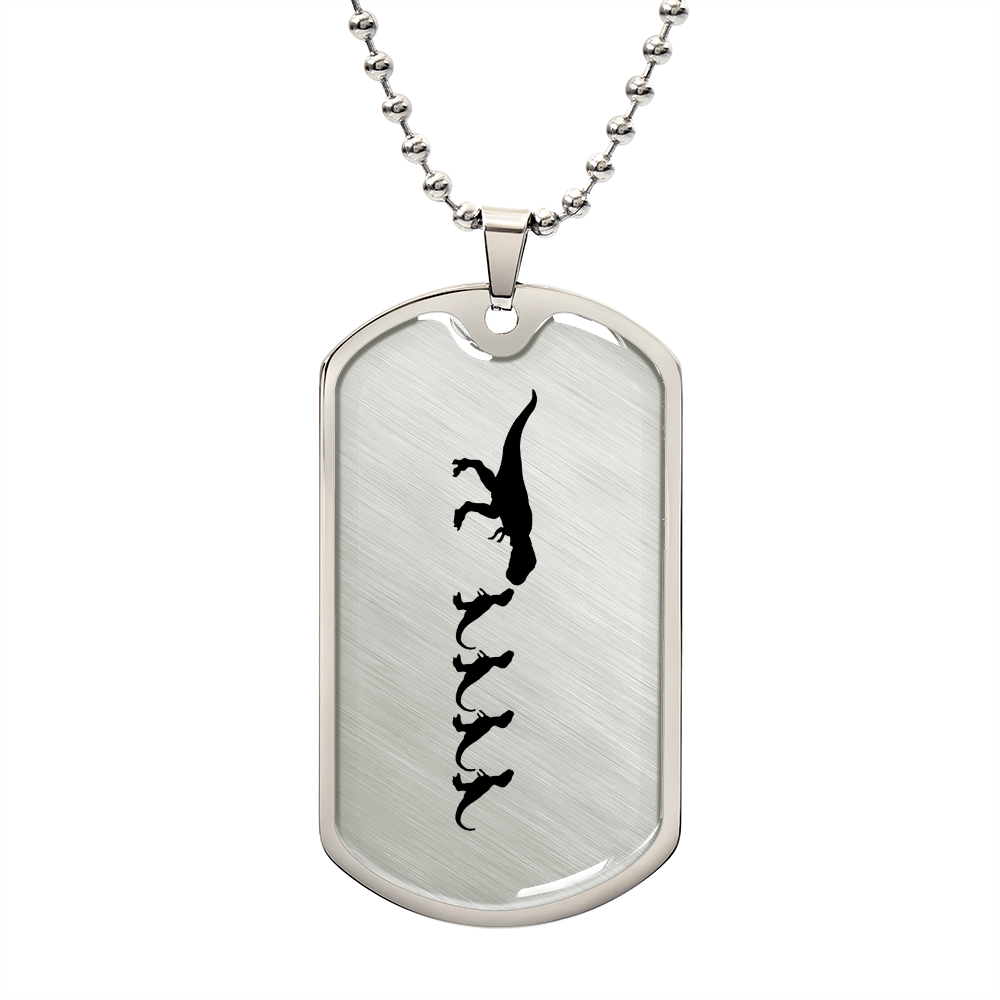 Mama Dinosaur With 4 Hatchlings - Luxury Dog Tag Necklace