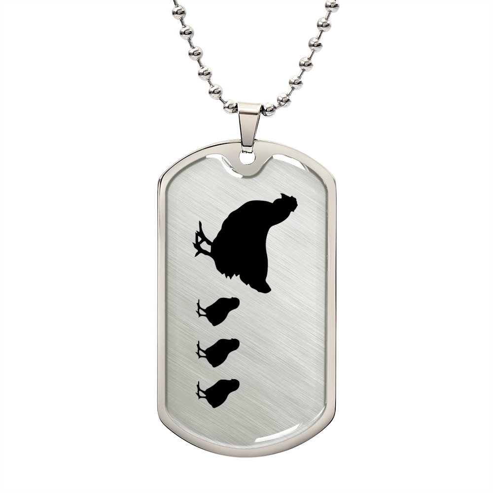 Mama Chicken With 3 Chicks - Luxury Dog Tag Necklace