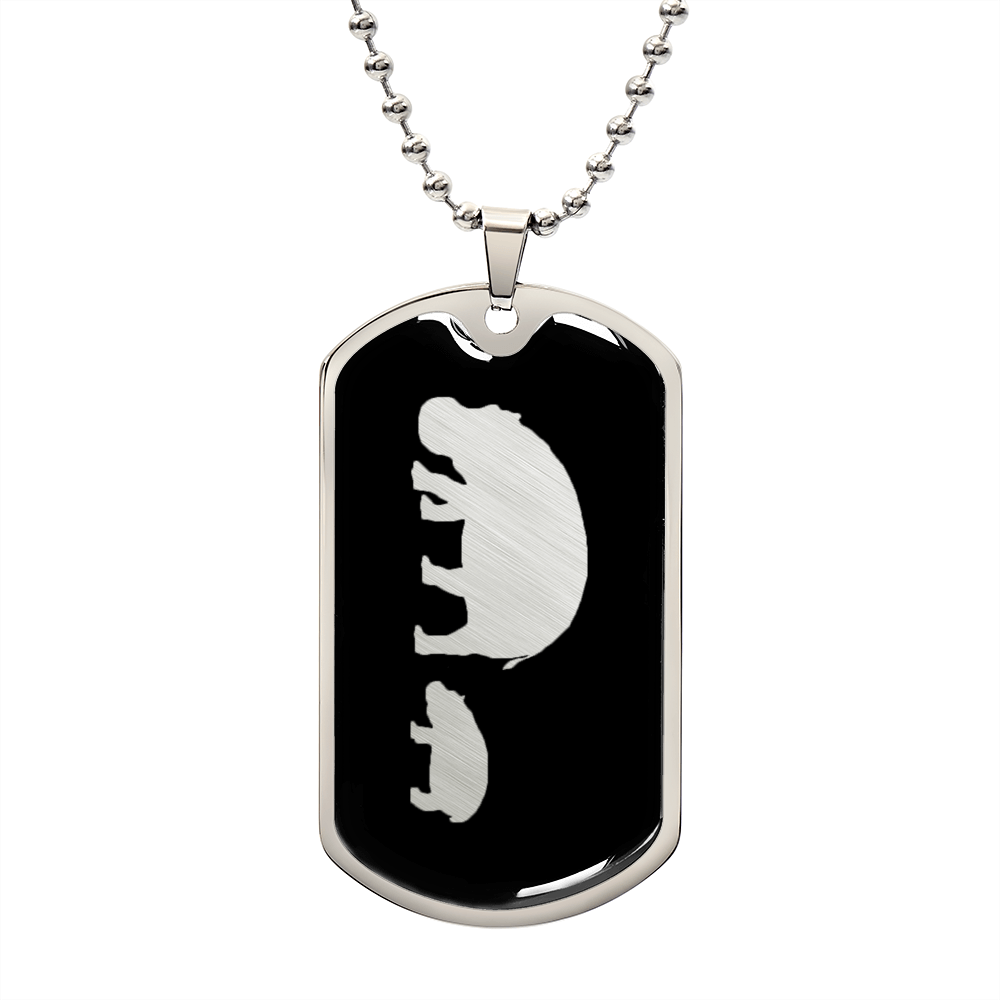 Mama Hippo With 1 Calf v2 - Luxury Dog Tag Necklace
