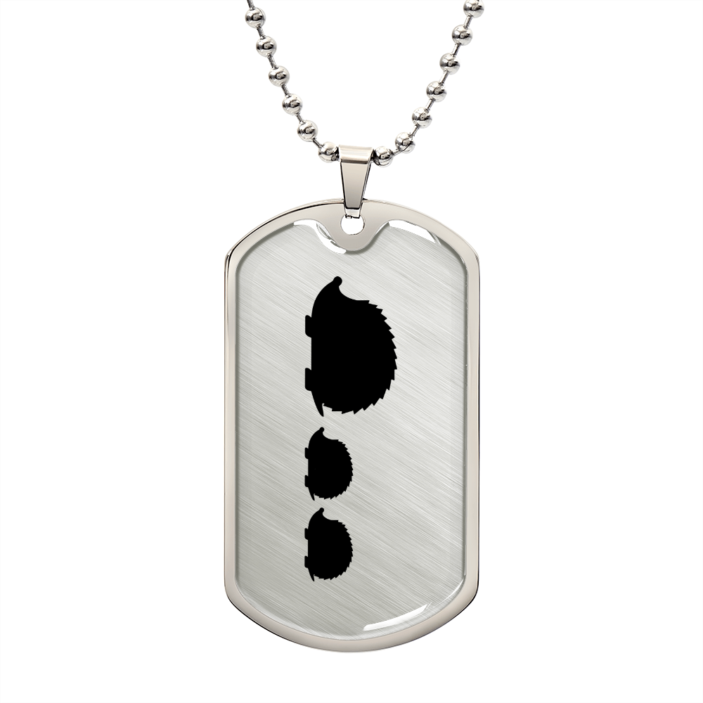 Mama Hedgehog With 2 Hoglets - Luxury Dog Tag Necklace