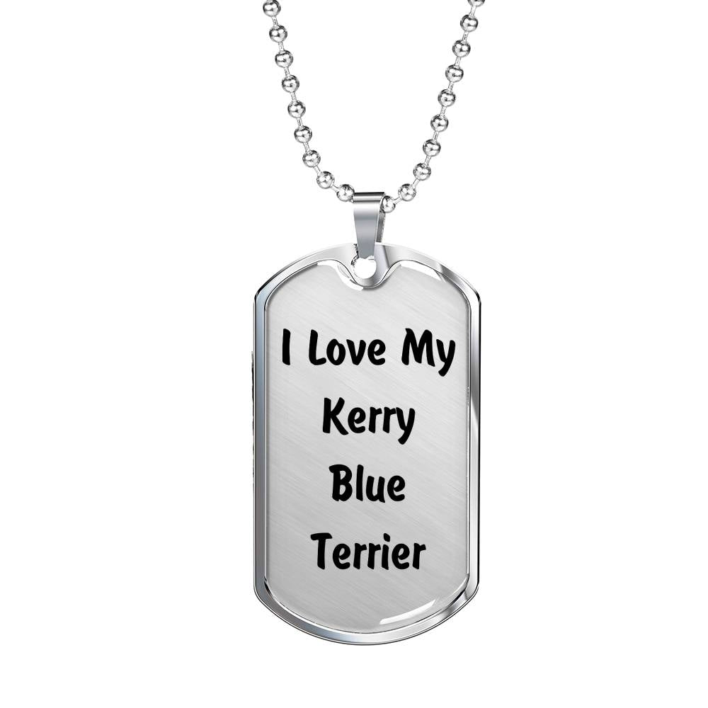 Love My Kerry Blue Terrier v4 - Luxury Dog Tag Necklace