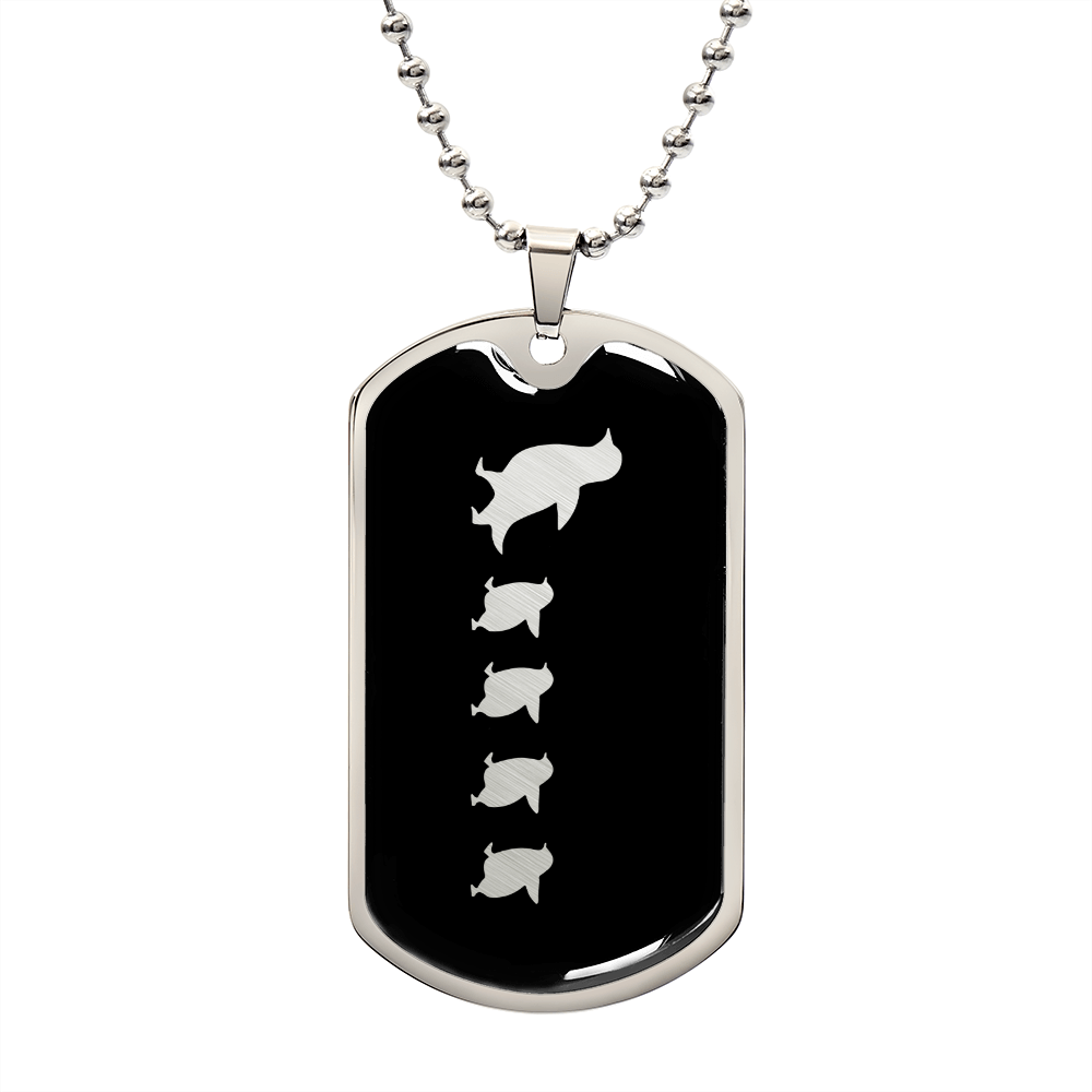 Mama Penguin With 4 Chicks v2 - Luxury Dog Tag Necklace