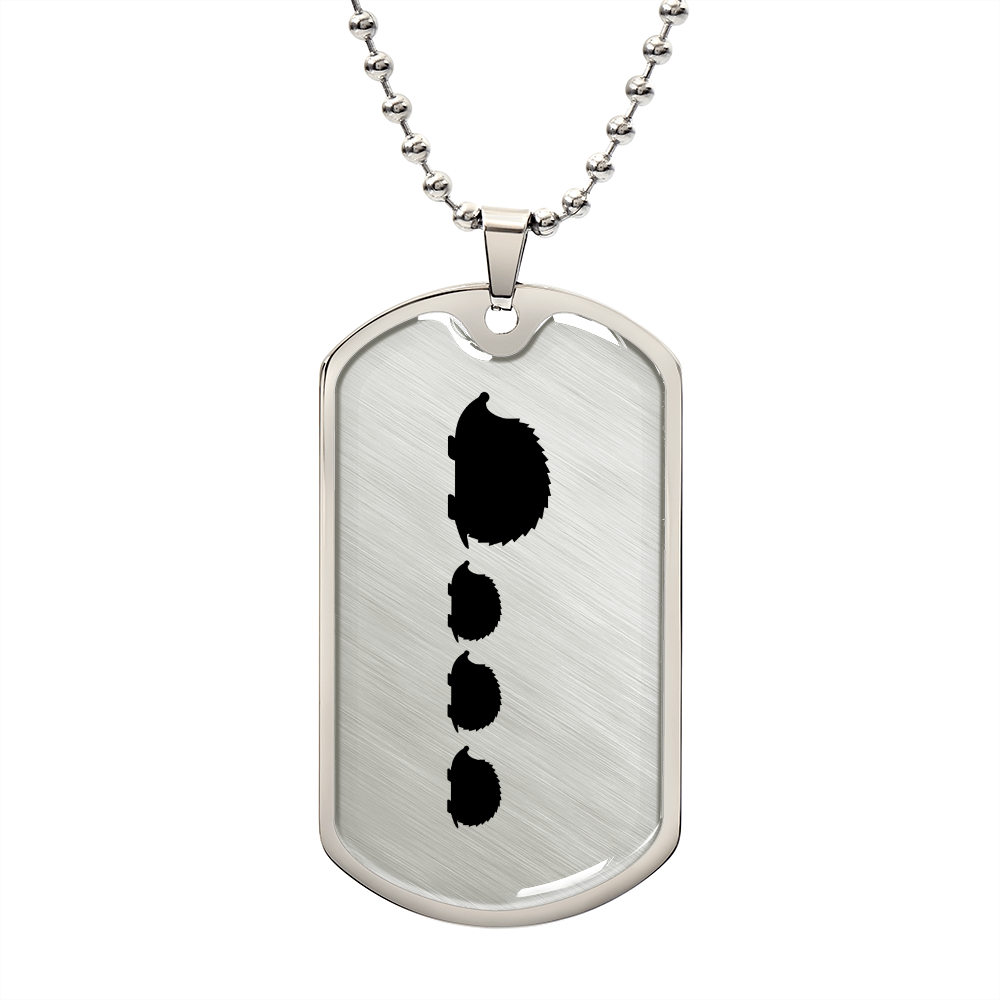 Mama Hedgehog With 3 Hoglets - Luxury Dog Tag Necklace