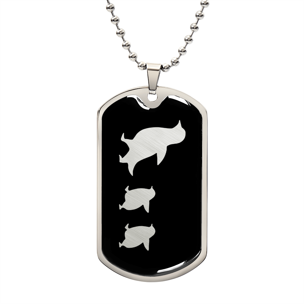 Mama Penguin With 2 Chicks v2 - Luxury Dog Tag Necklace