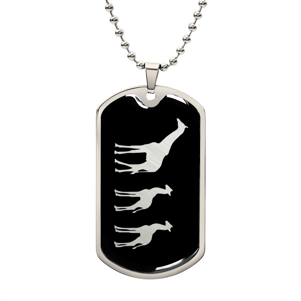 Mama Giraffe With 2 Calves v2 - Luxury Dog Tag Necklace