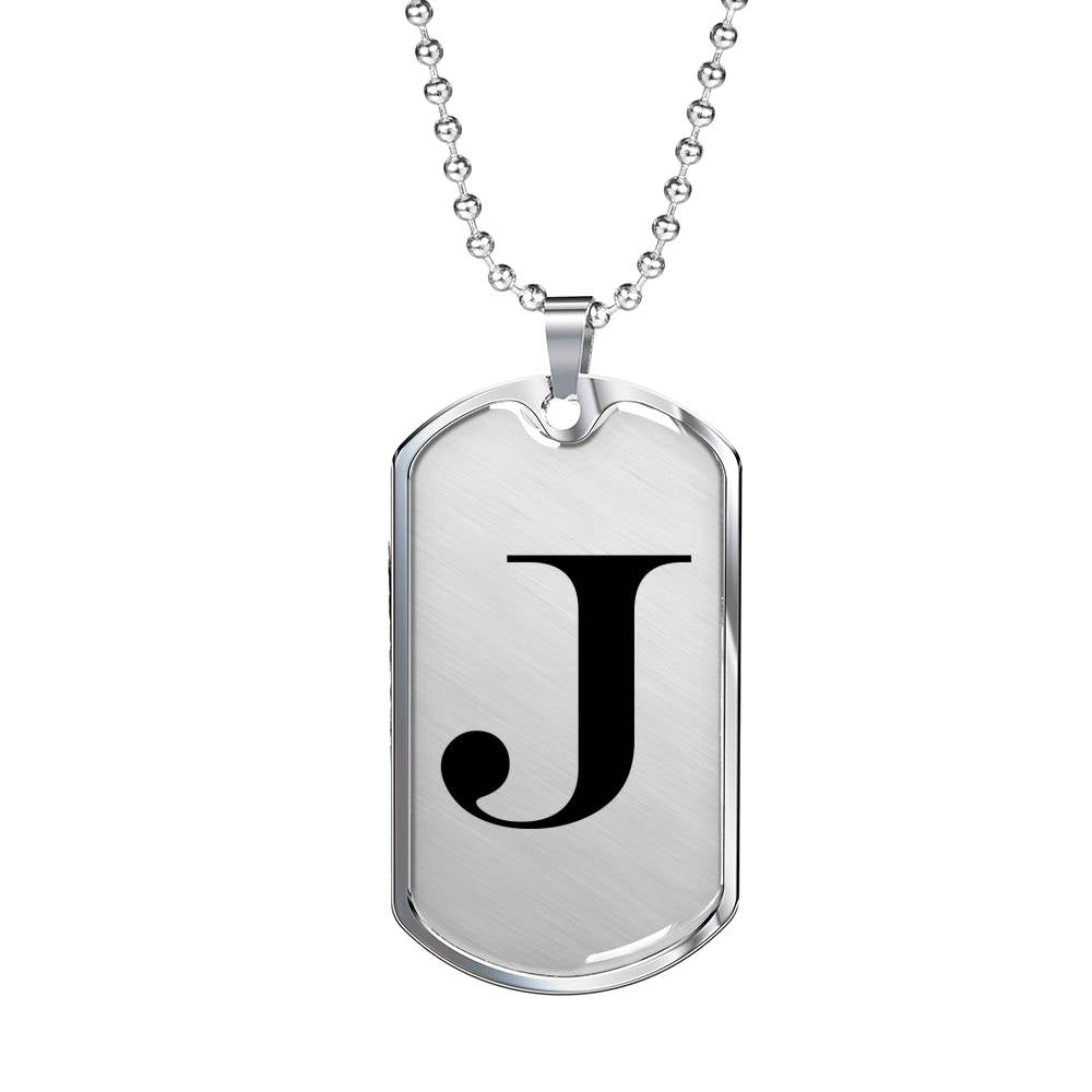 Initial J v1a - Luxury Dog Tag Necklace