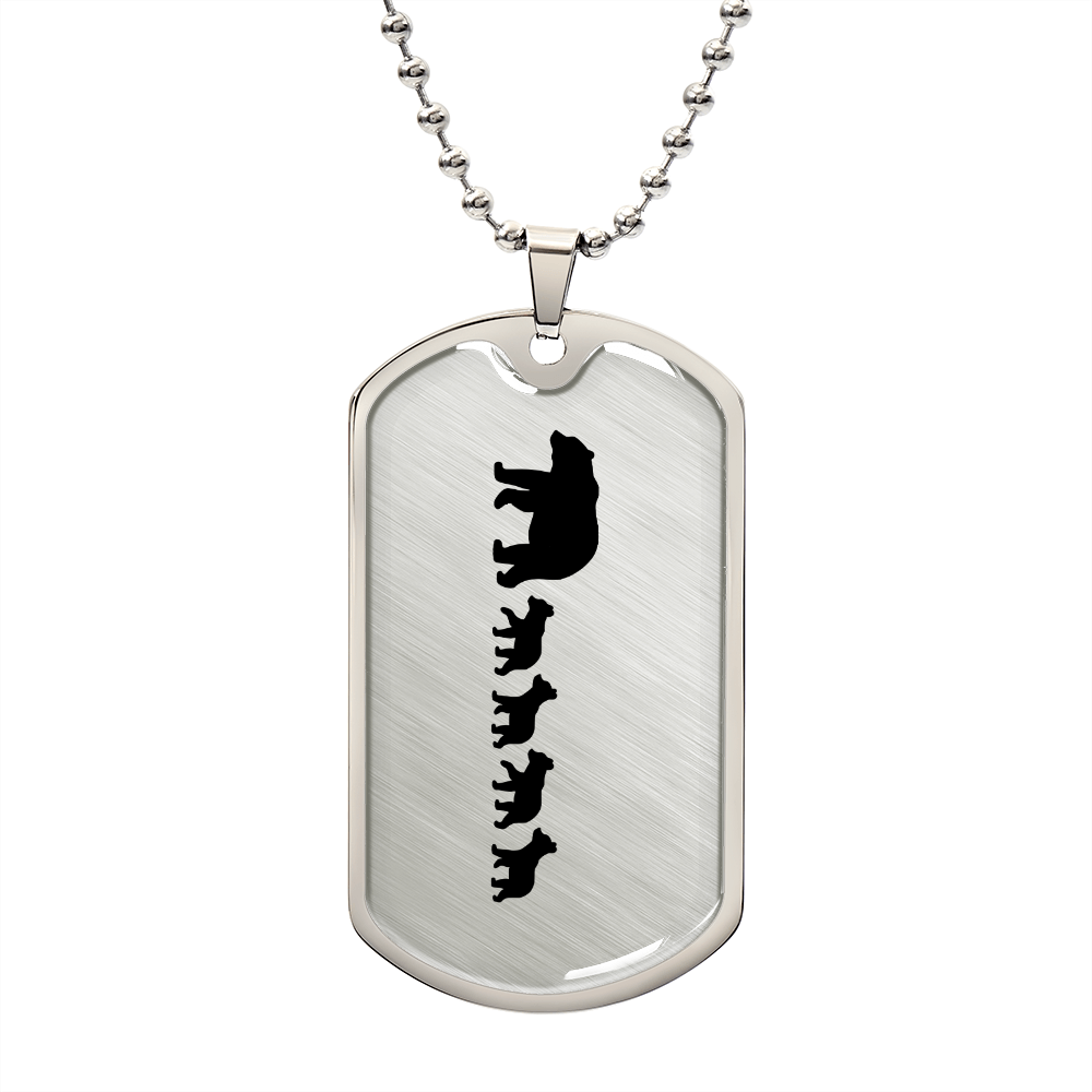Mama Bear With 4 Cubs - Luxury Dog Tag Necklace