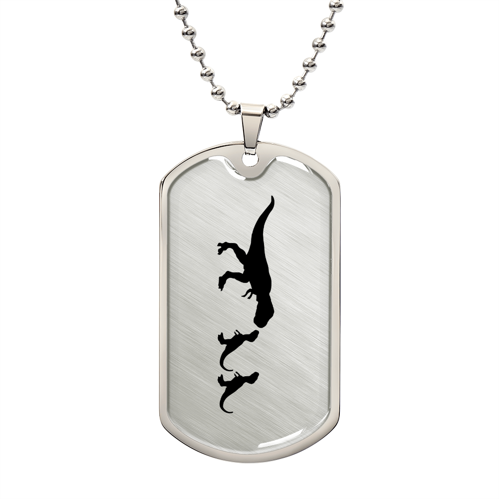 Mama Dinosaur With 2 Hatchlings - Luxury Dog Tag Necklace