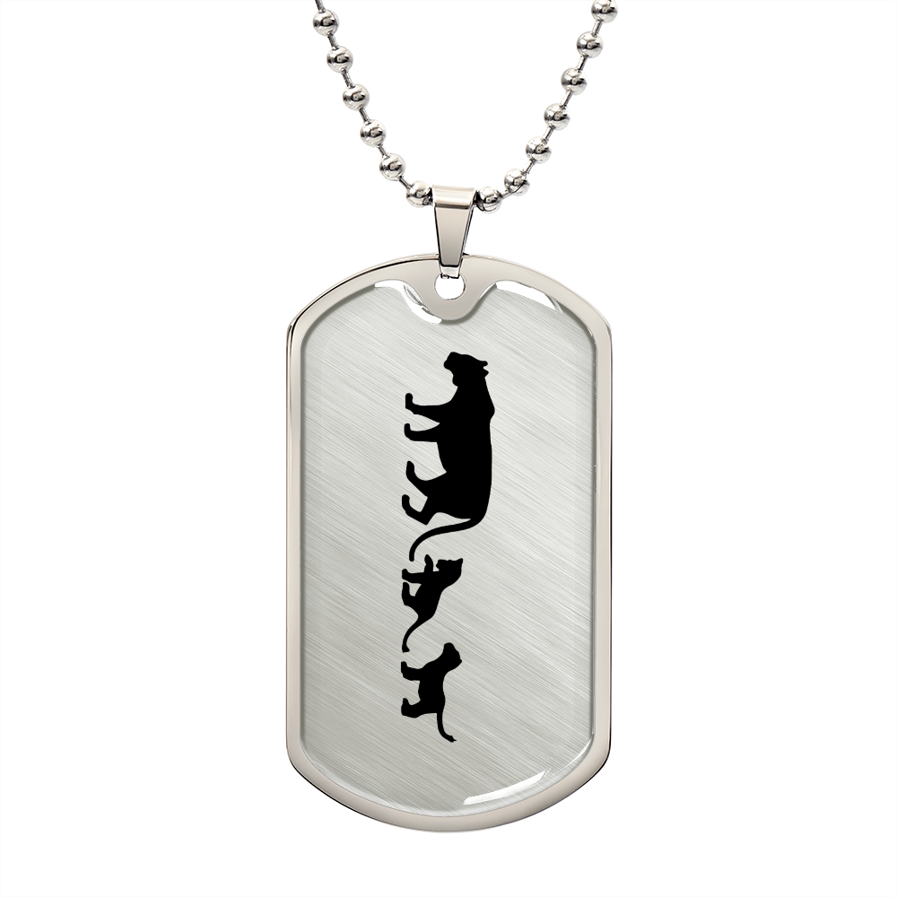Mama Lioness With 2 Cubs - Luxury Dog Tag Necklace