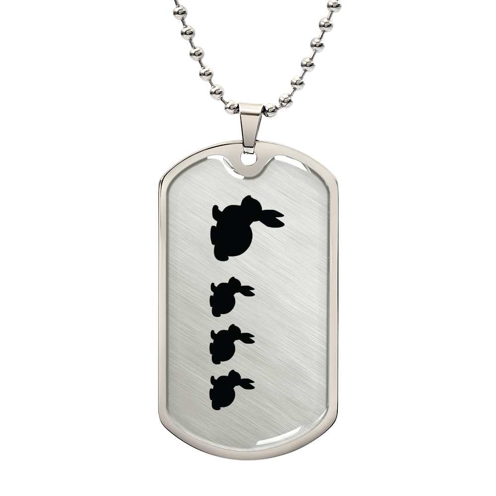 Mama Rabbit With 3 Kittens - Luxury Dog Tag Necklace