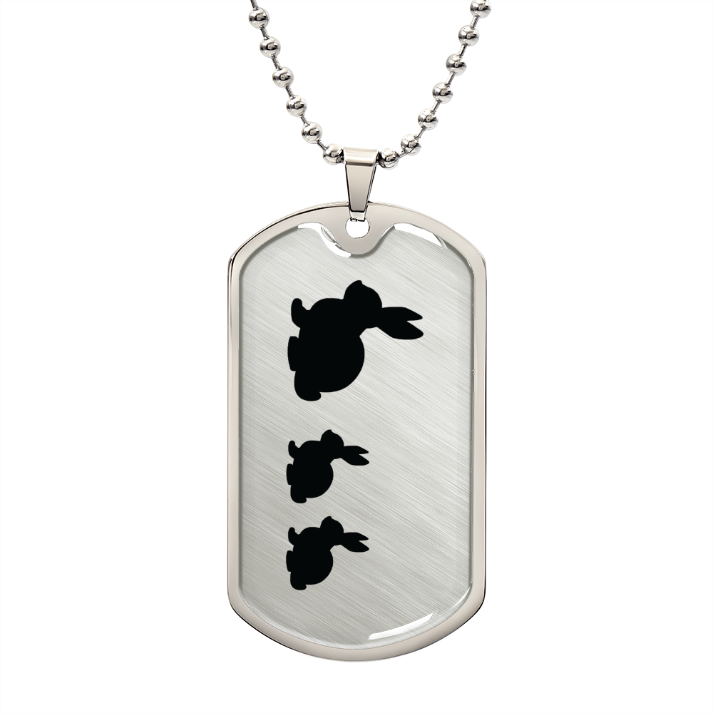 Mama Rabbit With 2 Kittens - Luxury Dog Tag Necklace