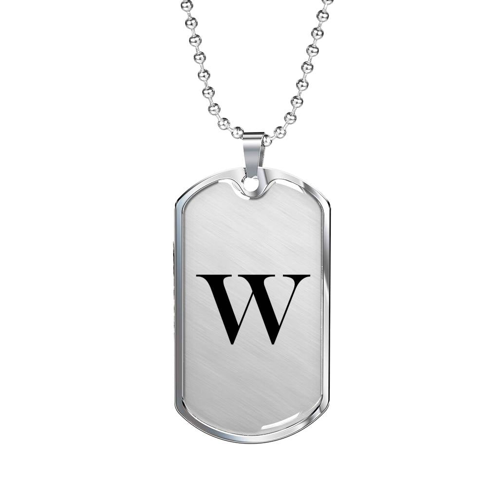 Initial W v1a - Luxury Dog Tag Necklace