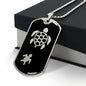 Mama Turtle With 1 Hatchling v2 - Luxury Dog Tag Necklace