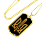 Stylized Tryzub - 18k Gold Finished Luxury Dog Tag Necklace