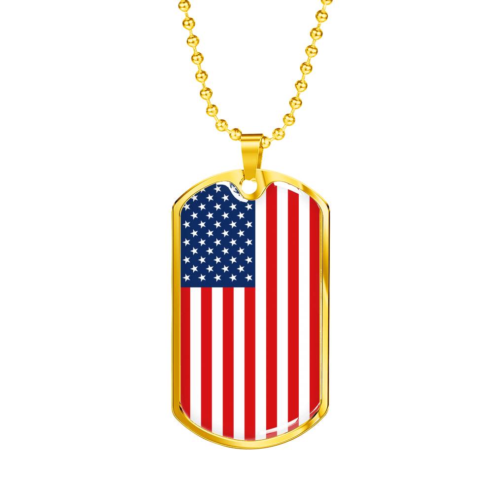 American Flag - 18k Gold Finished Luxury Dog Tag Necklace