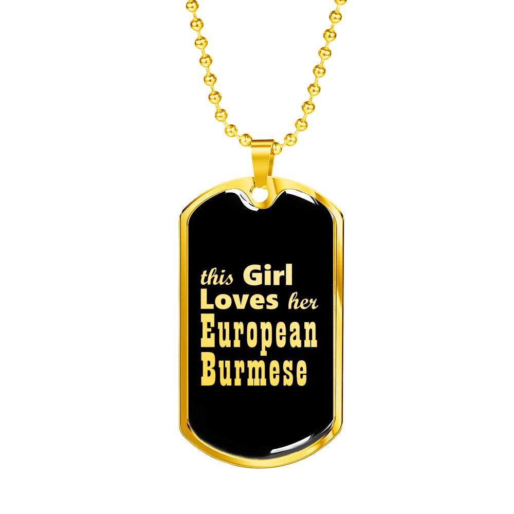 European Burmese v2 - 18k Gold Finished Luxury Dog Tag Necklace