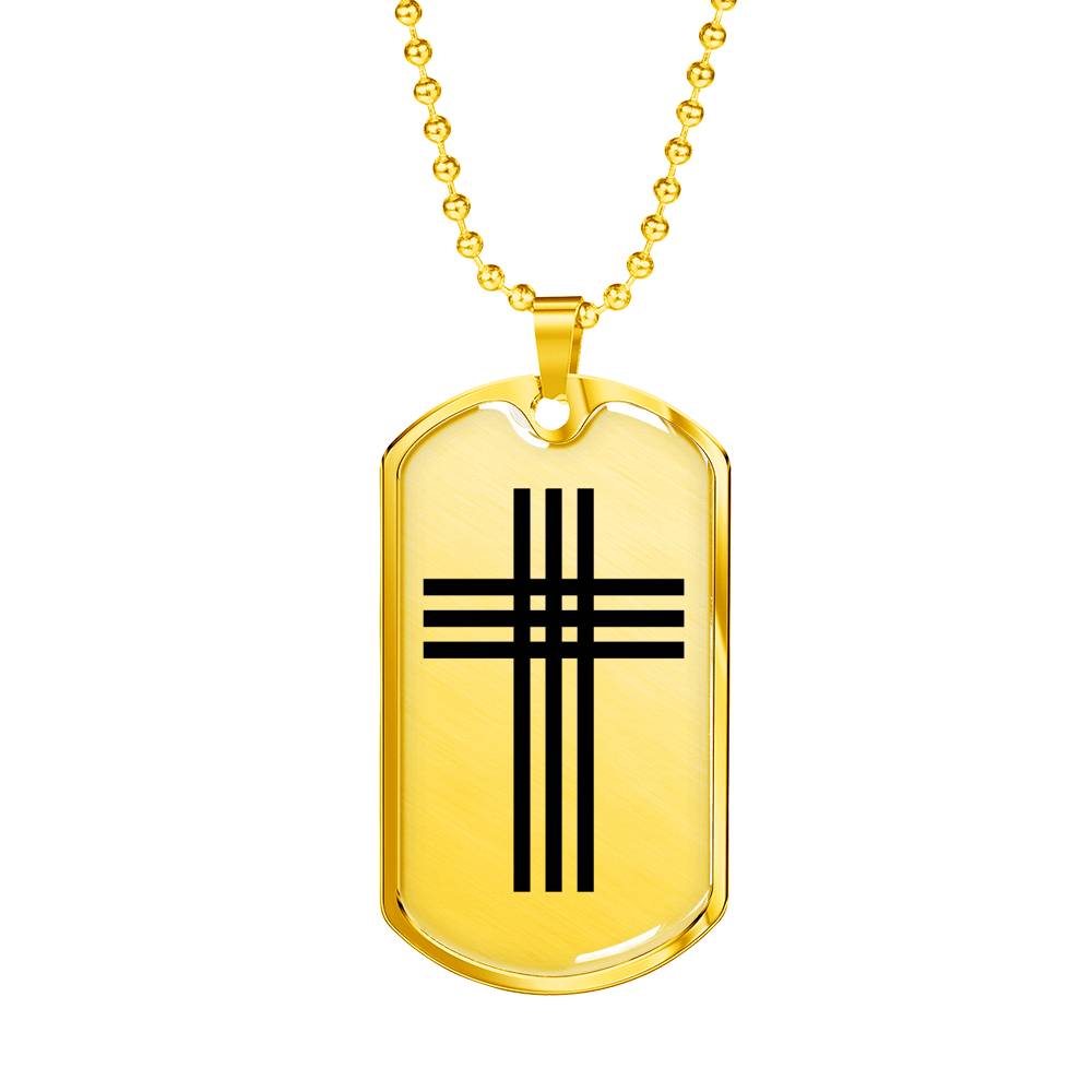 Stylized Cross - 18k Gold Finished Luxury Dog Tag Necklace