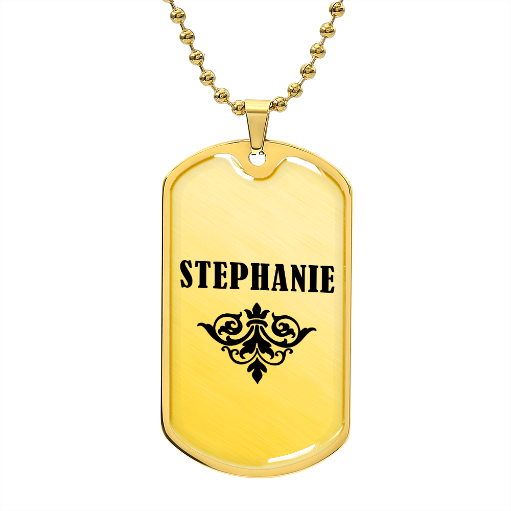 Stephanie v01a - 18k Gold Finished Luxury Dog Tag Necklace