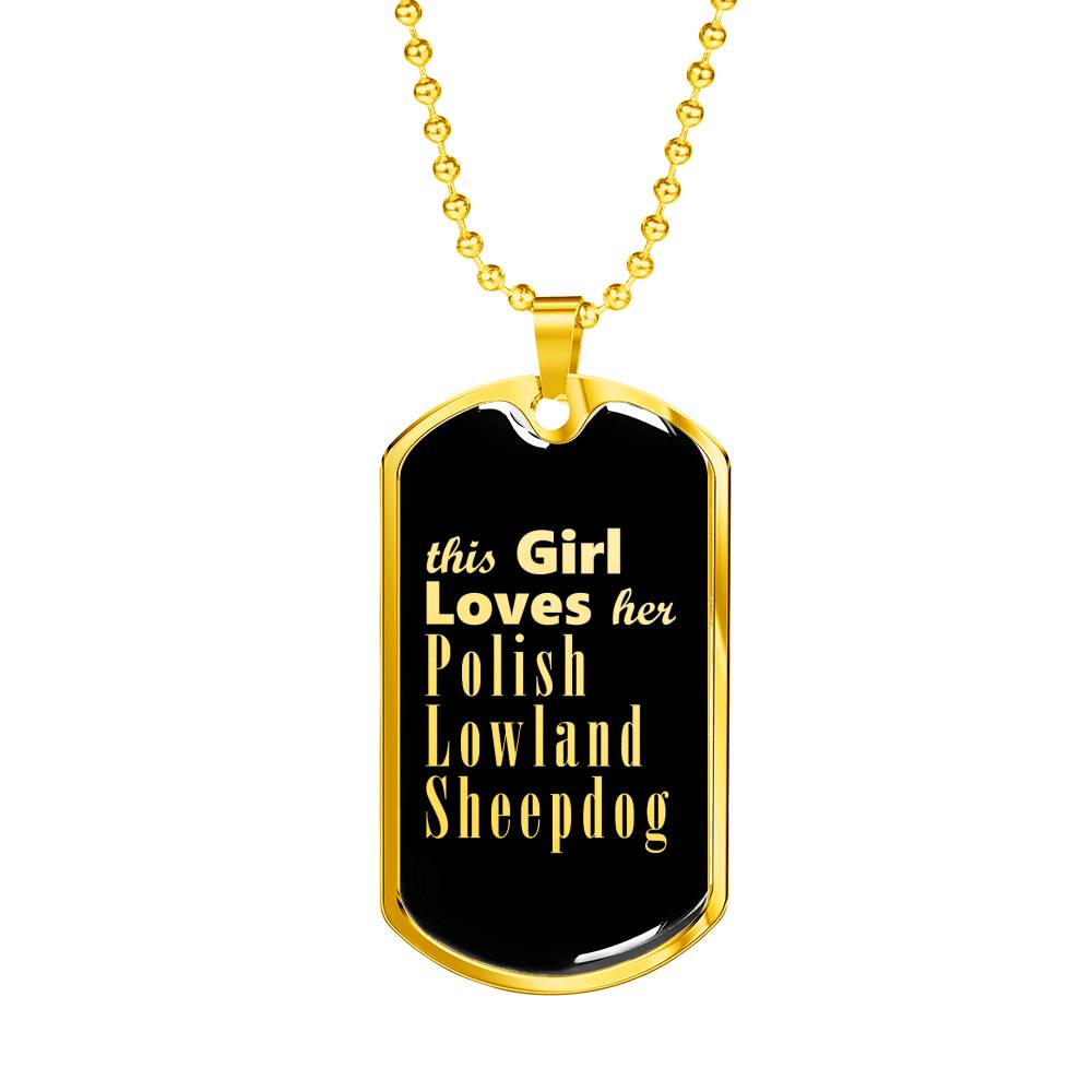 Polish Lowland Sheepdog v2 - 18k Gold Finished Luxury Dog Tag Necklace