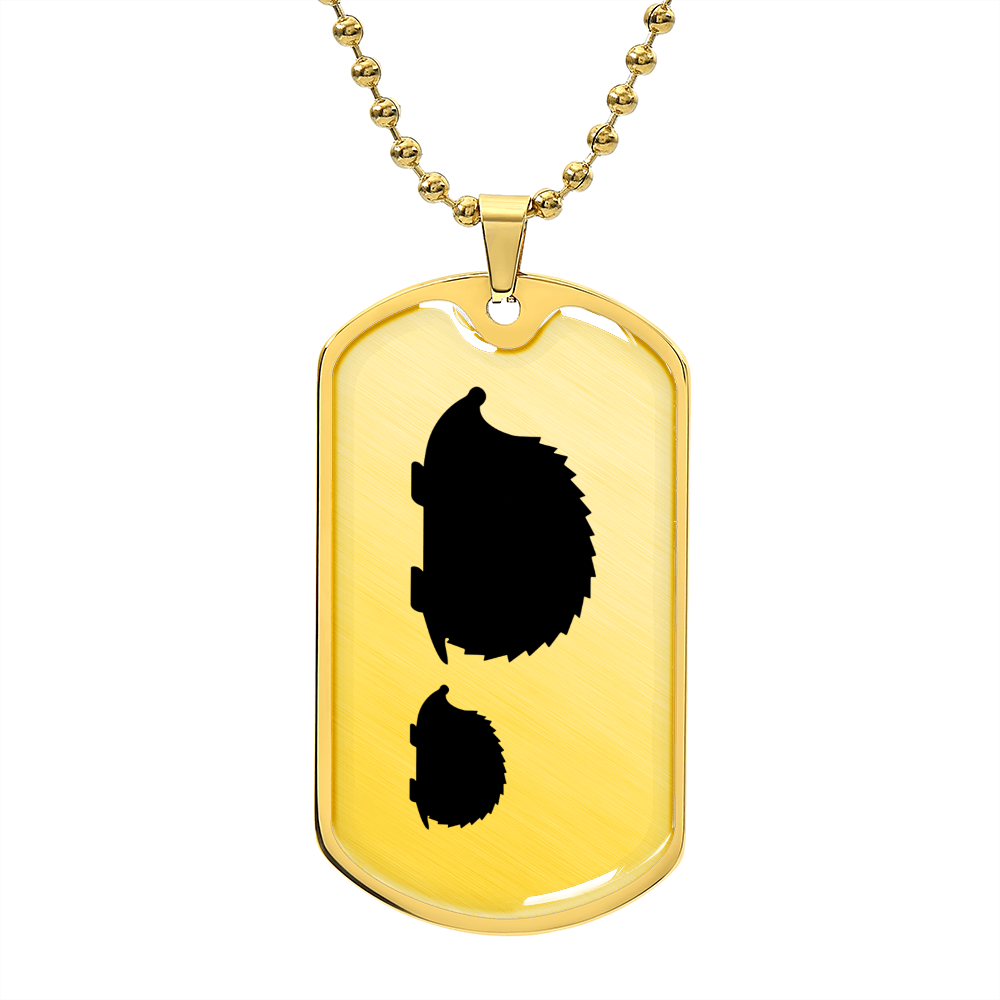 Mama Hedgehog With 1 Hoglet - 18k Gold Finished Luxury Dog Tag Necklace